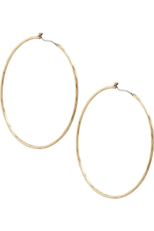 Lucky Brand Big Hammered Hoop Earrings Gold Women Jewelry