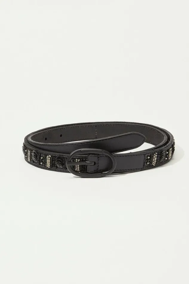 Lucky Brand Black Multi Beaded Belt Black Women Belts