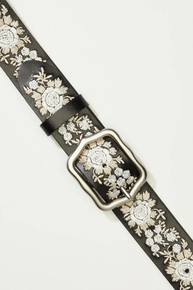 Lucky Brand Bloom Floral Embroidered Belt Black Women Belts Lucky Brand Bloom Floral Embroidered Belt Black Women Belts