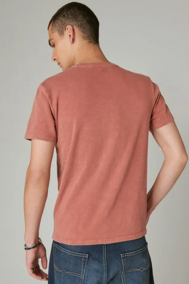 Lucky Brand Bowie Logo Tee Dusty Cedar Men Graphic Tees