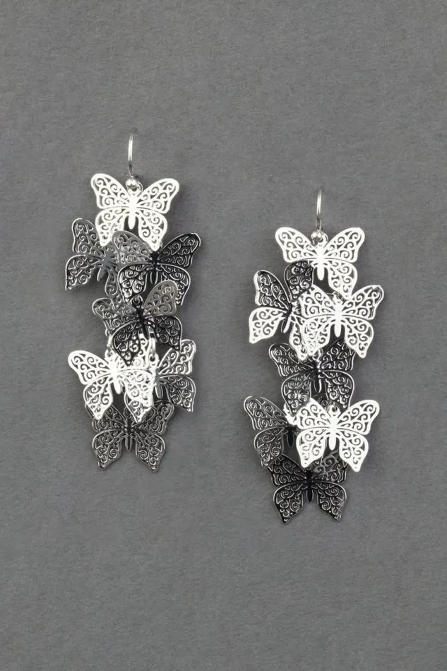 Lucky Brand Butterfly Statement Drop Earring Silver Women Jewelry