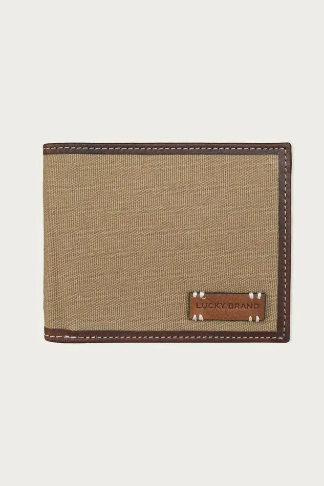 Lucky Brand Canvas With Leather Trim Bifold Wallet Natural Men Bags and Wallets Lucky Brand Canvas With Leather Trim Bifold Wallet Natural Men Bags and Wallets