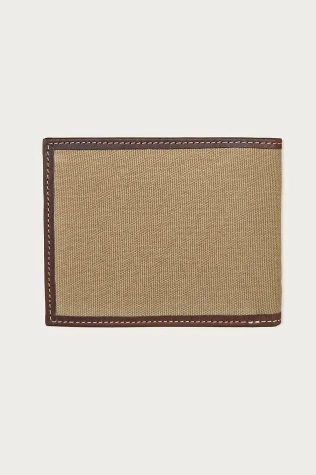 Lucky Brand Canvas With Leather Trim Bifold Wallet Natural Men Bags and Wallets