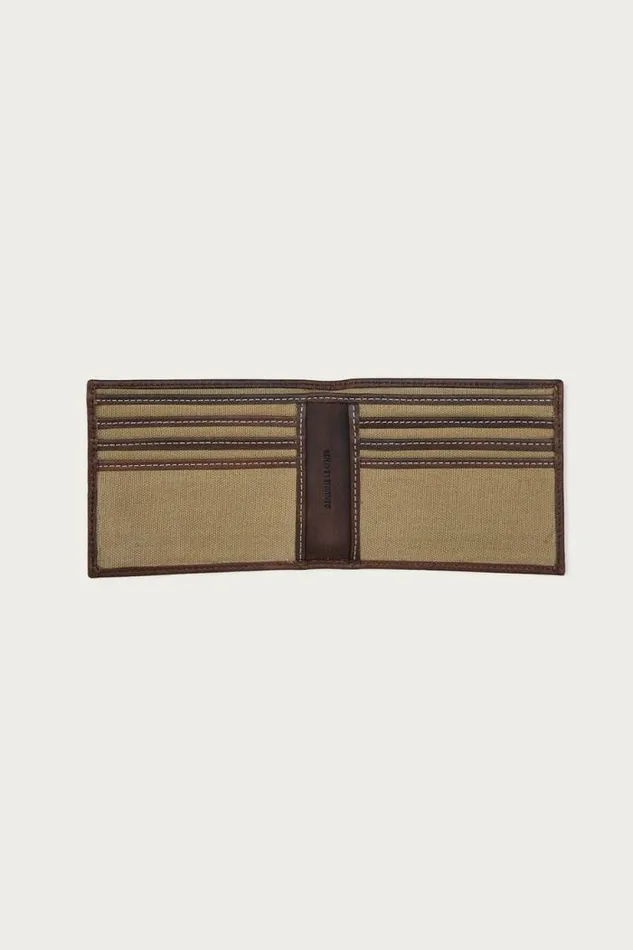Lucky Brand Canvas With Leather Trim Bifold Wallet Natural Men Bags and Wallets