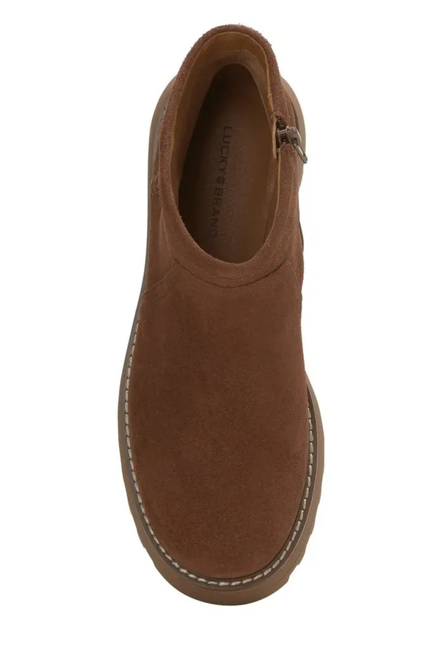 Lucky Brand Chameli Lug Bootie Dark Brown Women Shoes