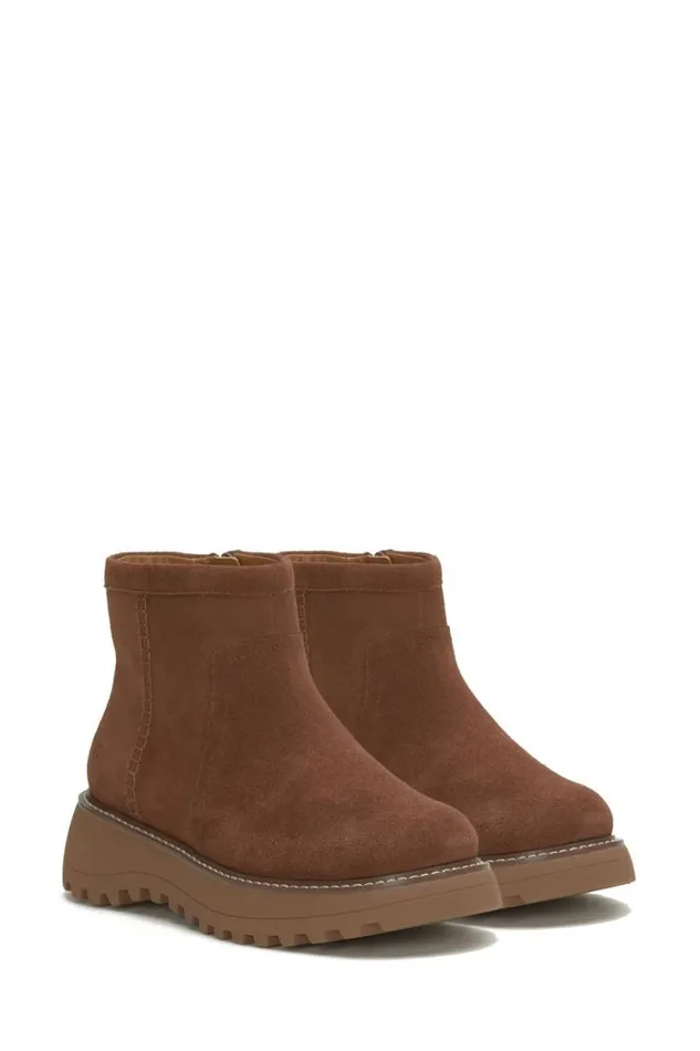 Lucky Brand Chameli Lug Bootie Dark Brown Women Shoes