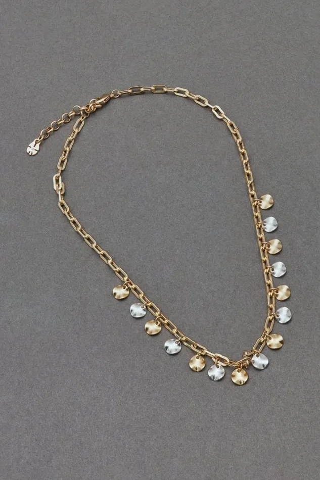 Lucky Brand Charm Chain Necklace Two Tone Women Jewelry