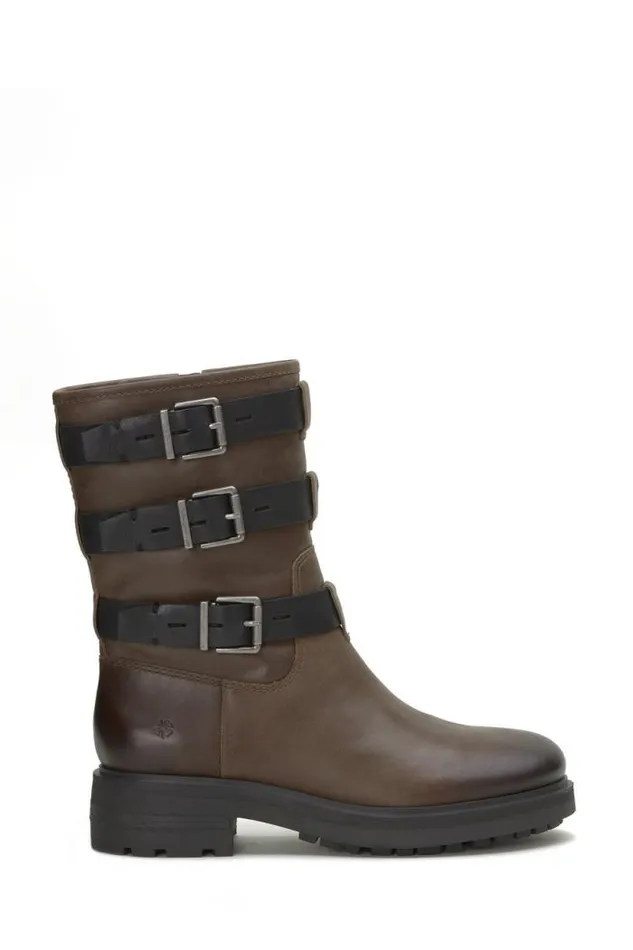 Lucky Brand Cheviss Biker Boot Dark Brown Women Shoes