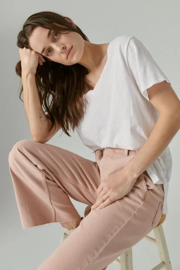 Lucky Brand Classic Vneck Bright White Women All Tops
