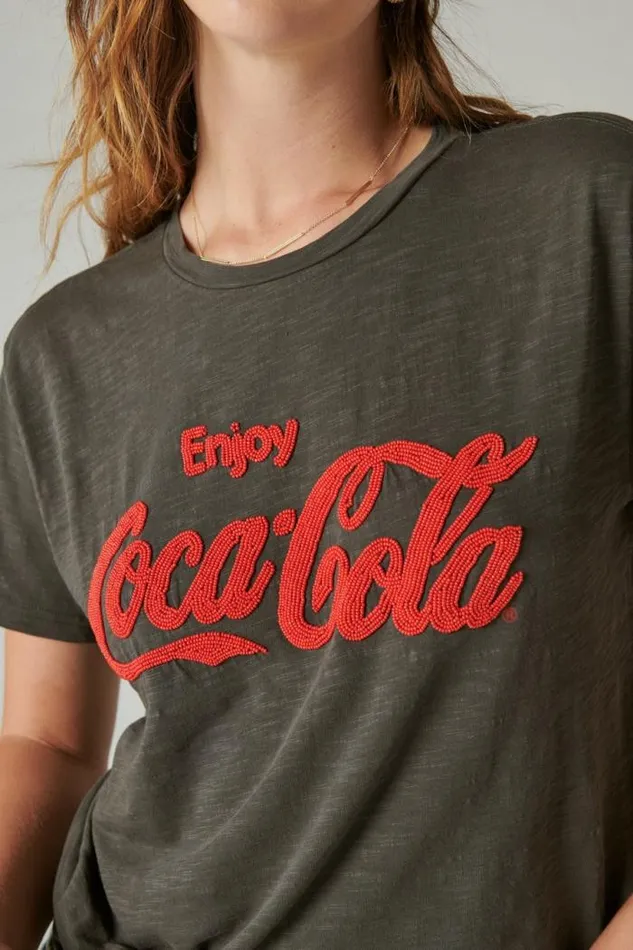Lucky Brand Coca Cola Logo Tee Raven Women Graphic Tees