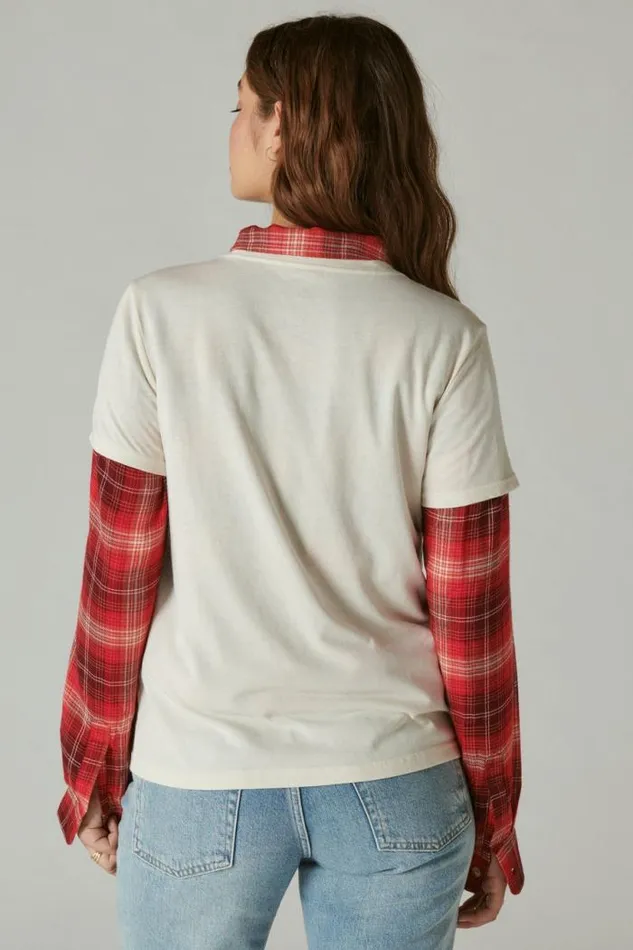Lucky Brand Coke Santa Snow Classic Crew Whisper White Women Graphic Tees