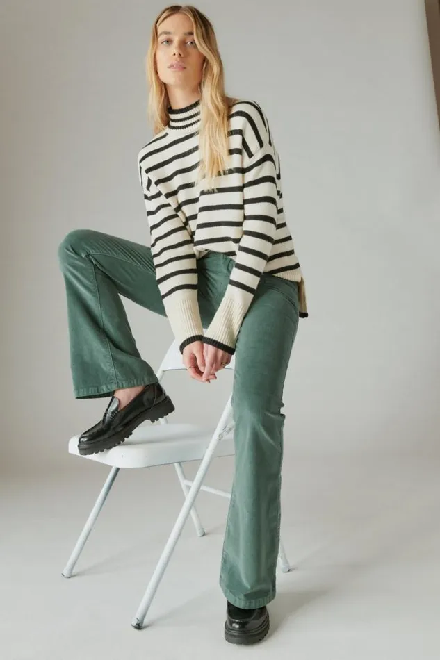 Lucky Brand Corduroy High Rise Stevie Flare Fairytale Green Women Jeans