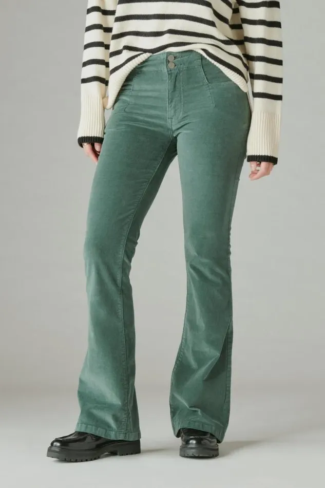 Lucky Brand Corduroy High Rise Stevie Flare Fairytale Green Women Jeans