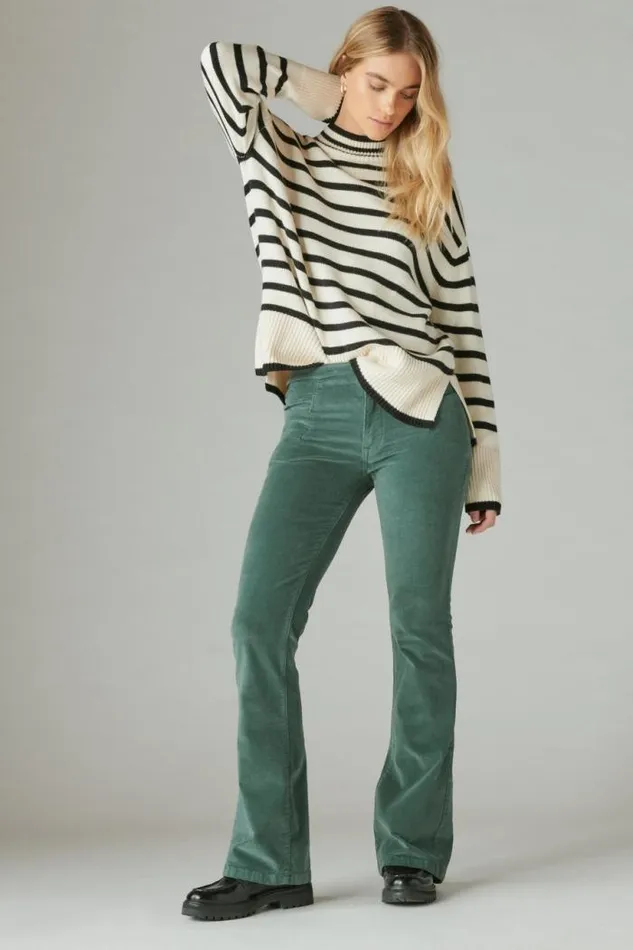 Lucky Brand Corduroy High Rise Stevie Flare Fairytale Green Women Jeans