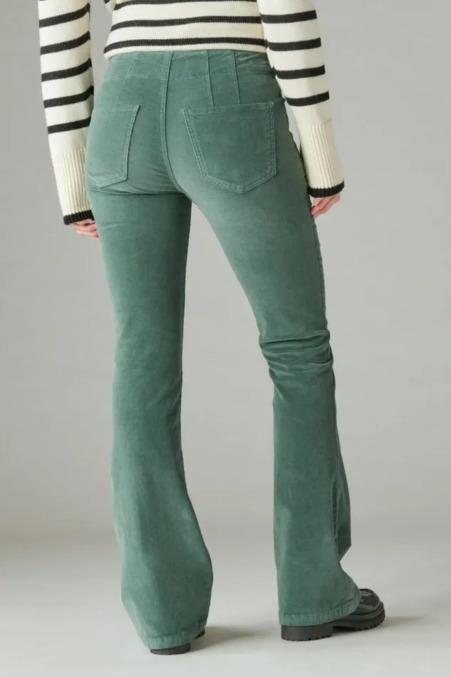 Lucky Brand Corduroy High Rise Stevie Flare Fairytale Green Women Jeans