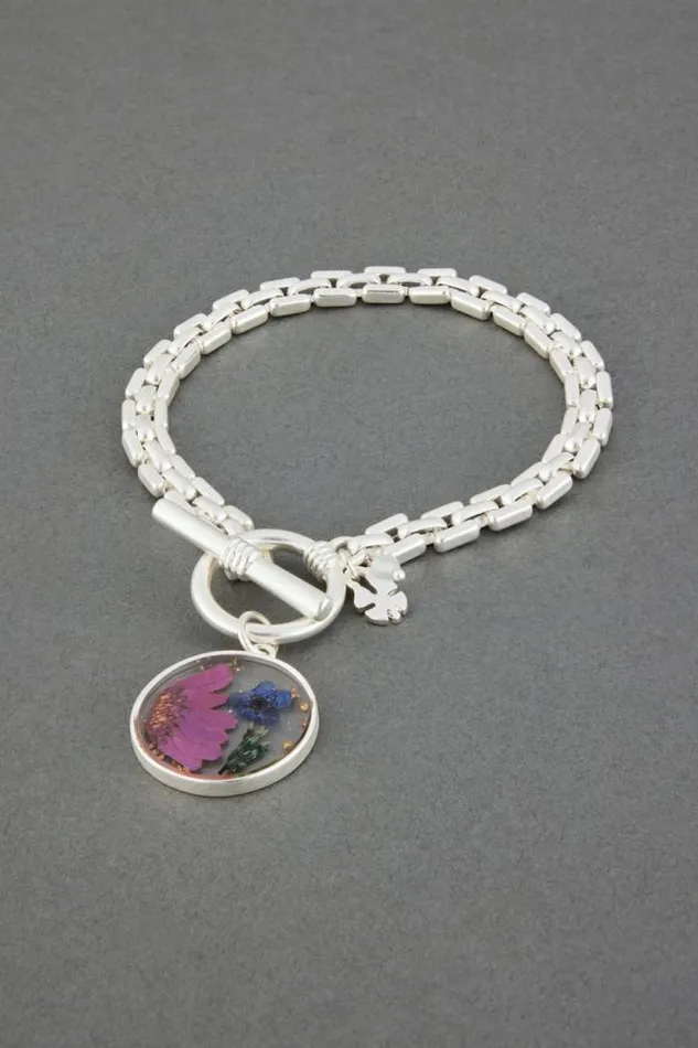 Lucky Brand Dried Flower Charm Bracelet Silver Women Jewelry
