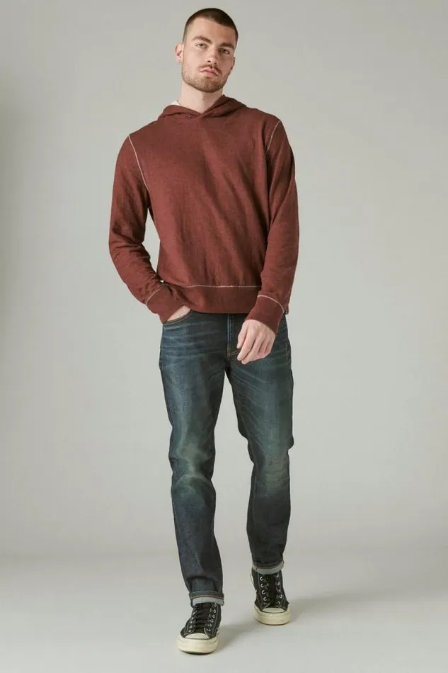 Lucky Brand Duofold Hoodie 550 Burgandy Men Shirts and Tops