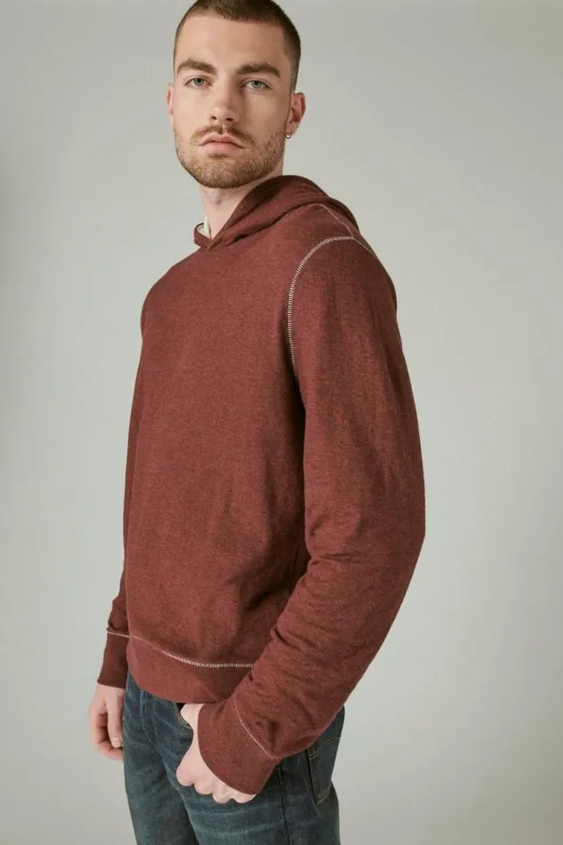 Lucky Brand Duofold Hoodie 550 Burgandy Men Shirts and Tops