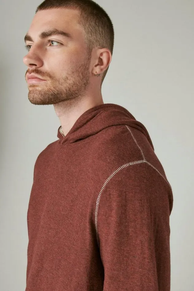 Lucky Brand Duofold Hoodie 550 Burgandy Men Shirts and Tops