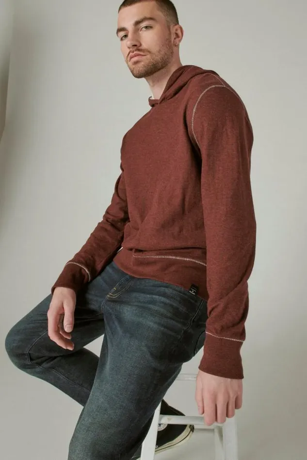 Lucky Brand Duofold Hoodie 550 Burgandy Men Shirts and Tops