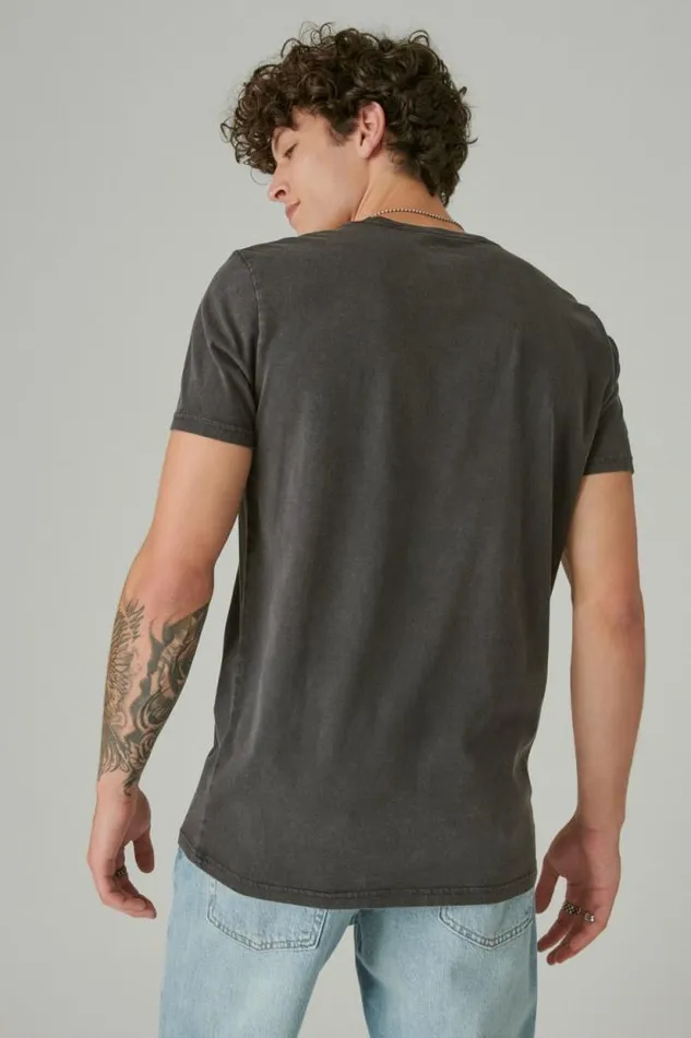 Lucky Brand Elvis Signature Jet Black Men Graphic Tees
