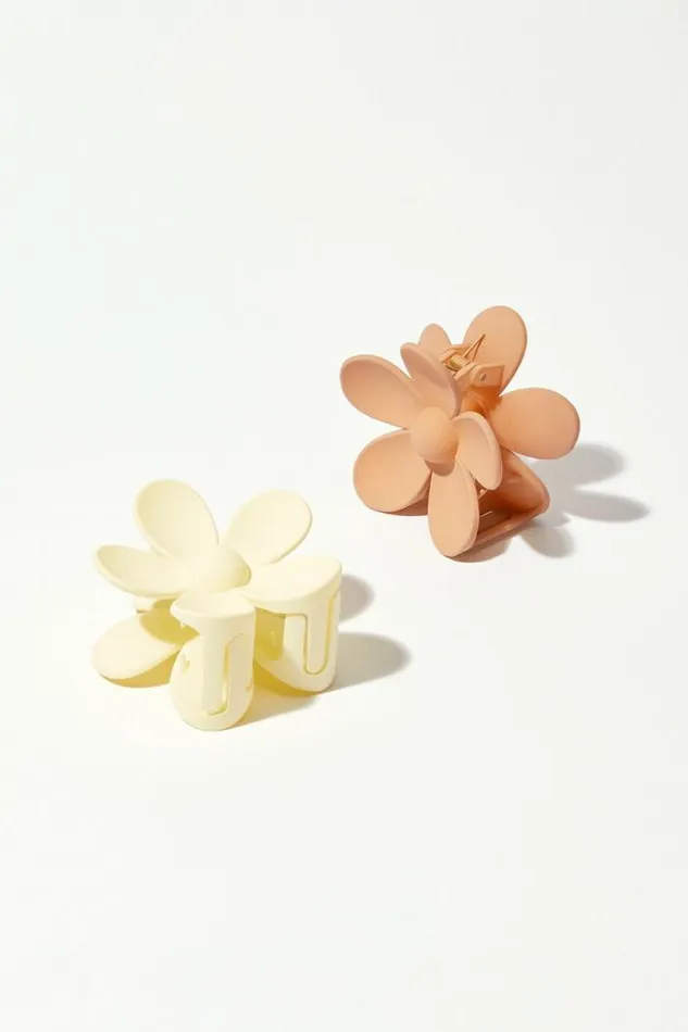 Lucky Brand Flower Claw Clip Set Light Pink Women Hair Accessories