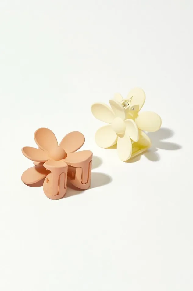 Lucky Brand Flower Claw Clip Set Light Pink Women Hair Accessories