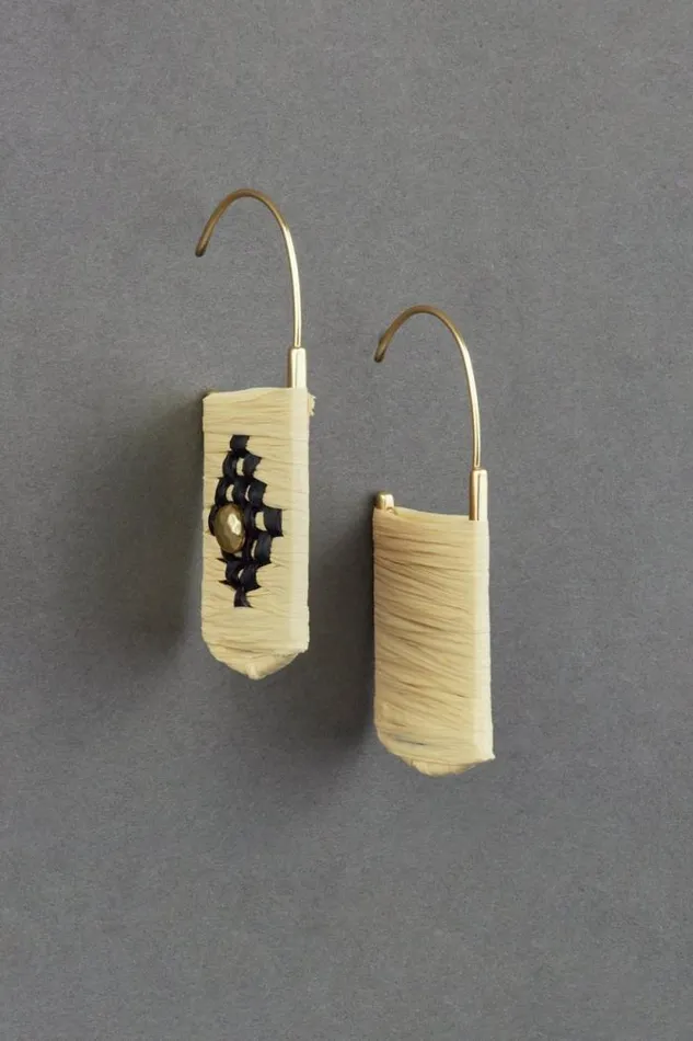 Lucky Brand Geometric Rafia Woven Threader Earring Gold Women Jewelry