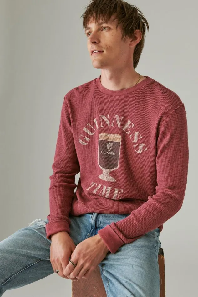 Lucky Brand Guinness Logo Thermal Cordovan Men Shirts and Tops