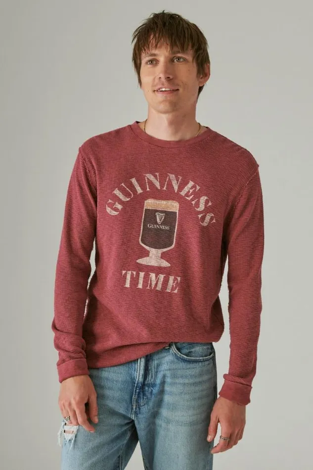 Lucky Brand Guinness Logo Thermal Cordovan Men Shirts and Tops
