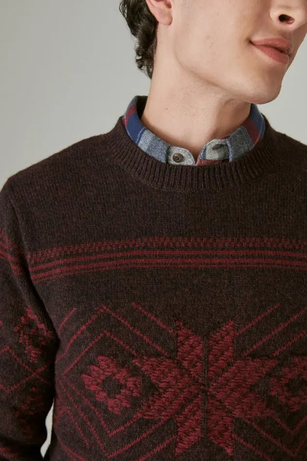 Lucky Brand Intarsia Crew Neck Sweater Wine Tating Combo Men Sweaters