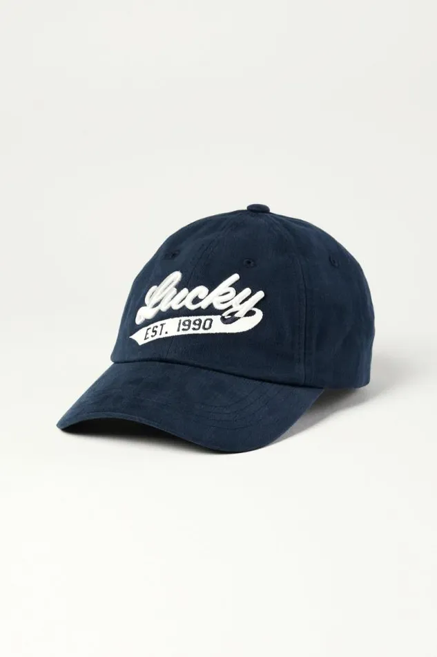 Lucky Brand Lucky 1990 Embroidered Dad Hat American Navy Men Hats