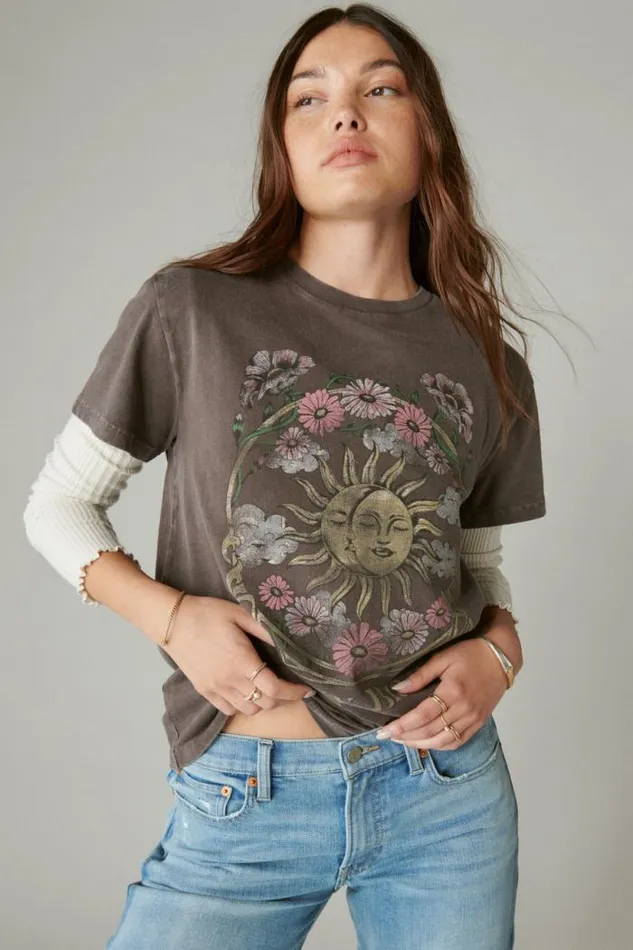 Lucky Brand Lucky Celestial Frame Shale Women Graphic Tees