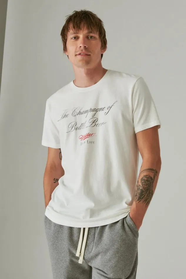 Lucky Brand Miller High Life Marshmallow Men Graphic Tees
