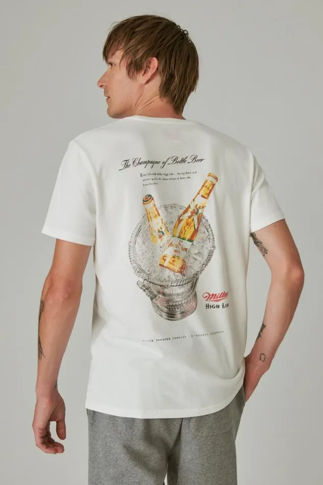Lucky Brand Miller High Life Marshmallow Men Graphic Tees