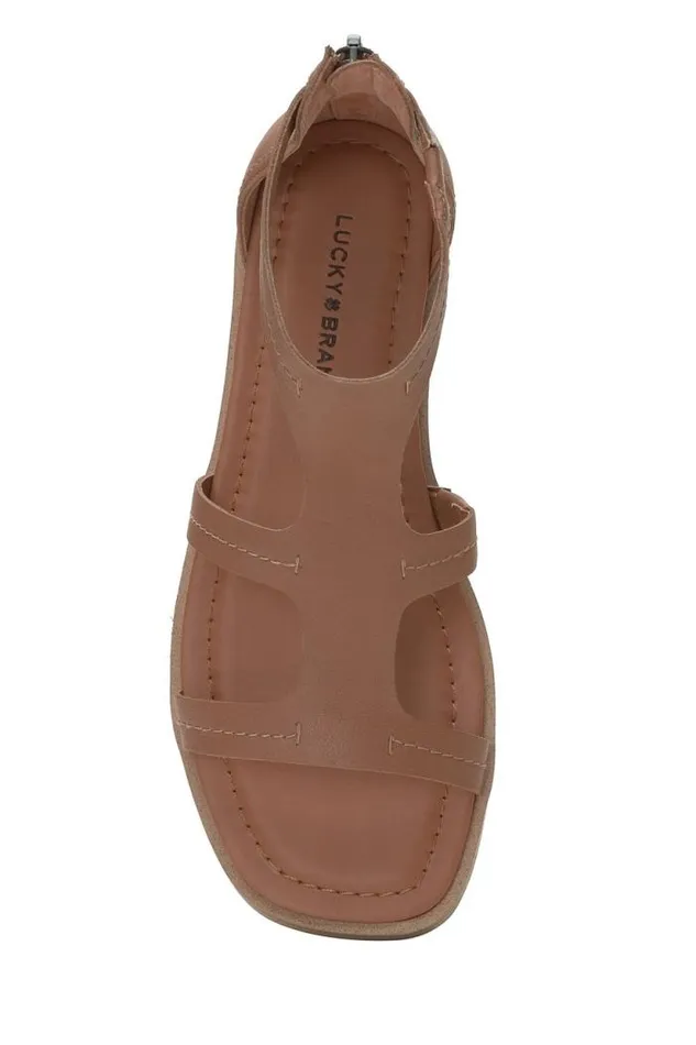 Lucky Brand Nayda Ankle Strap Sandal Medium Dark Beige Women Shoes