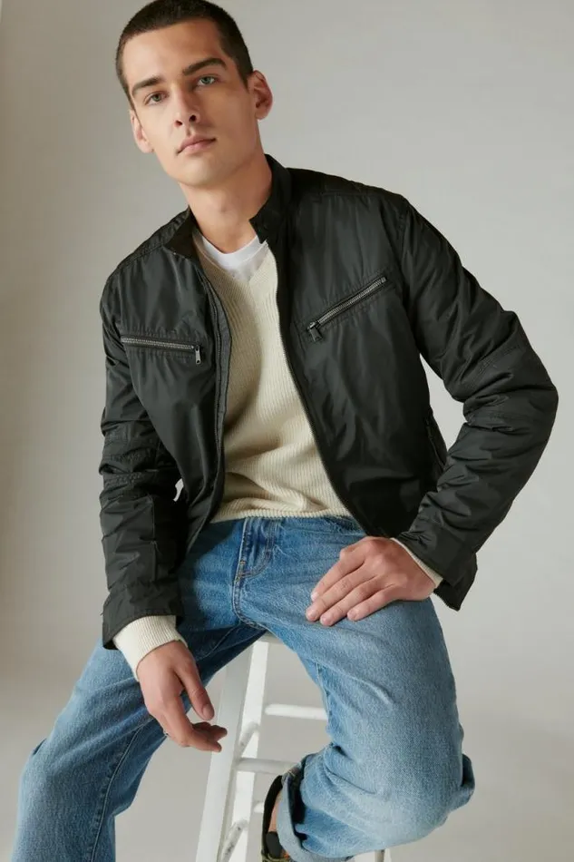 Lucky Brand Nylon Bonneville Jacket Jet Black Men Jackets and Outerwear