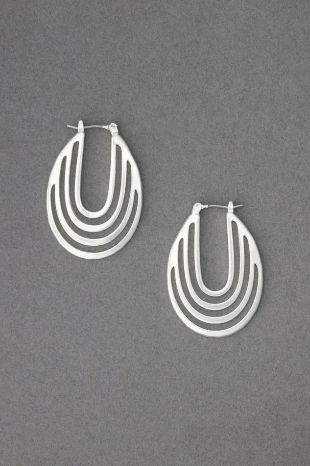 Lucky Brand Openwork Hoop Silver Women Jewelry