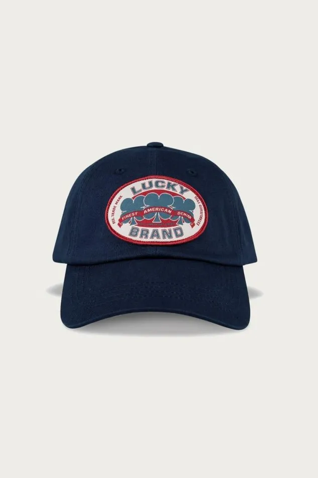 Lucky Brand Oval Clover Patch Dad Hat Dark Blue MenWomen Hats