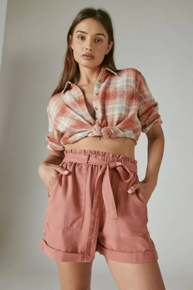 Lucky Brand Paperbag Shorts Deep Rose Women Shorts