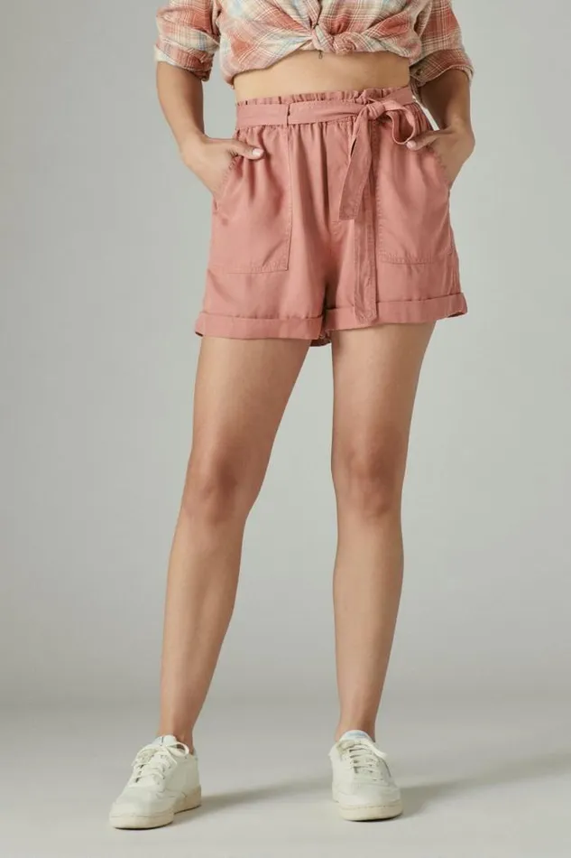 Lucky Brand Paperbag Shorts Deep Rose Women Shorts