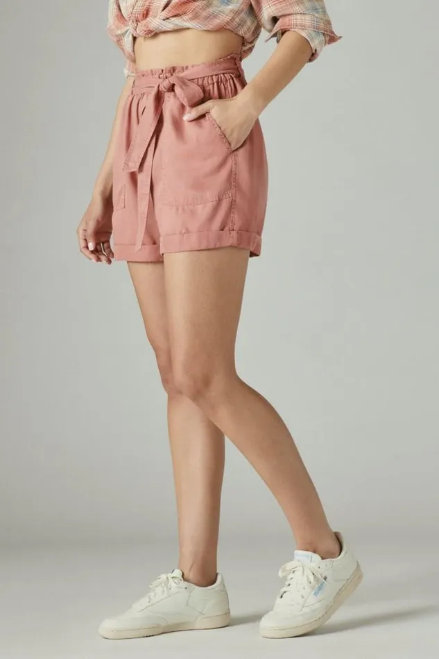 Lucky Brand Paperbag Shorts Deep Rose Women Shorts