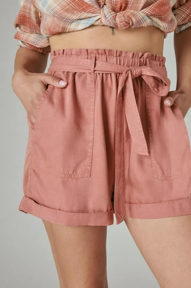 Lucky Brand Paperbag Shorts Deep Rose Women Shorts