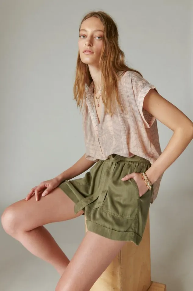 Lucky Brand Paperbag Shorts Olive Women Shorts