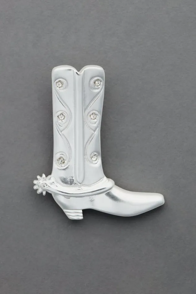Lucky Brand Pave Cowboy Boot Pin Silver Women Jewelry