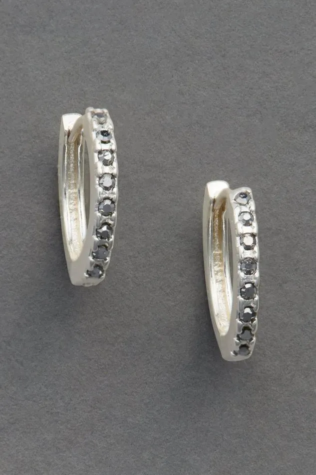 Lucky Brand Pave Mini Hoop Silver Women Jewelry