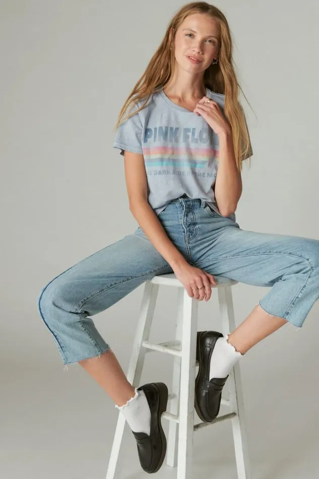Lucky Brand Pink Floyd Classic Crew Kentucky Blue Women Graphic Tees