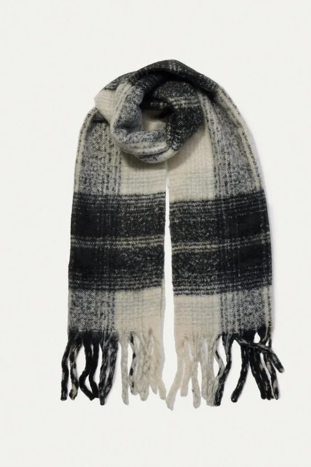 Lucky Brand Plaid Blanket Scarf Black Combo Men Scarves and Bandanas