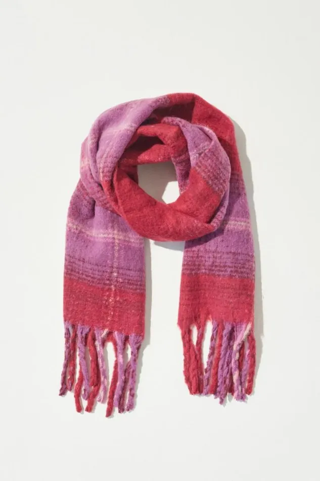Lucky Brand Plaid Blanket Scarf Pink Combo Women Scarves and Bandanas