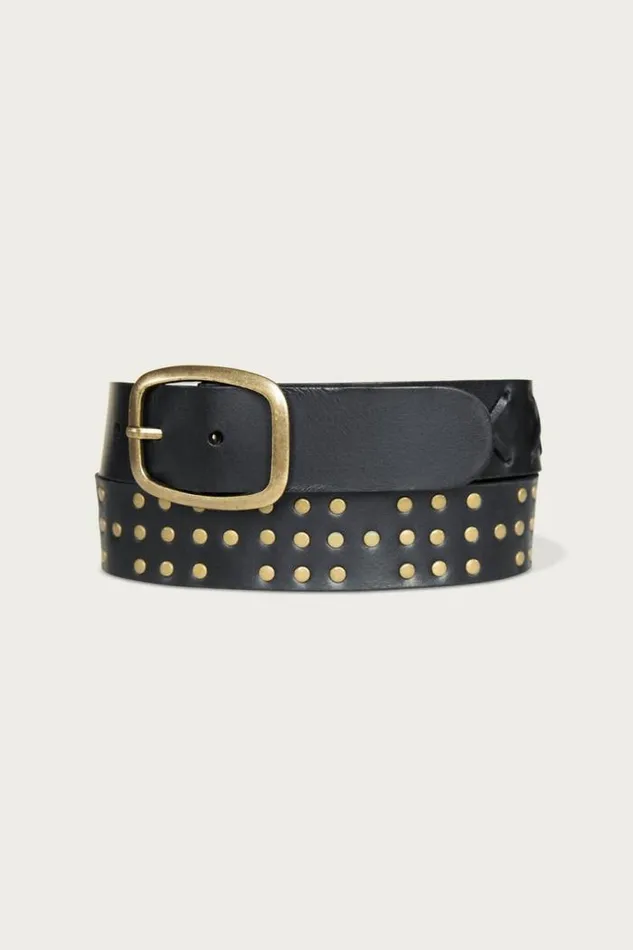 Lucky Brand Rivet Studded Leather Belt Black Women Belts